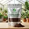 X-HUMATE Copper Fulvate 10% chelated fertilizer in a premium aluminum foil pouch on a wooden table.